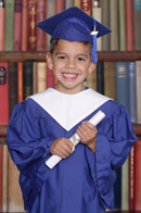 Graduating child with diploma